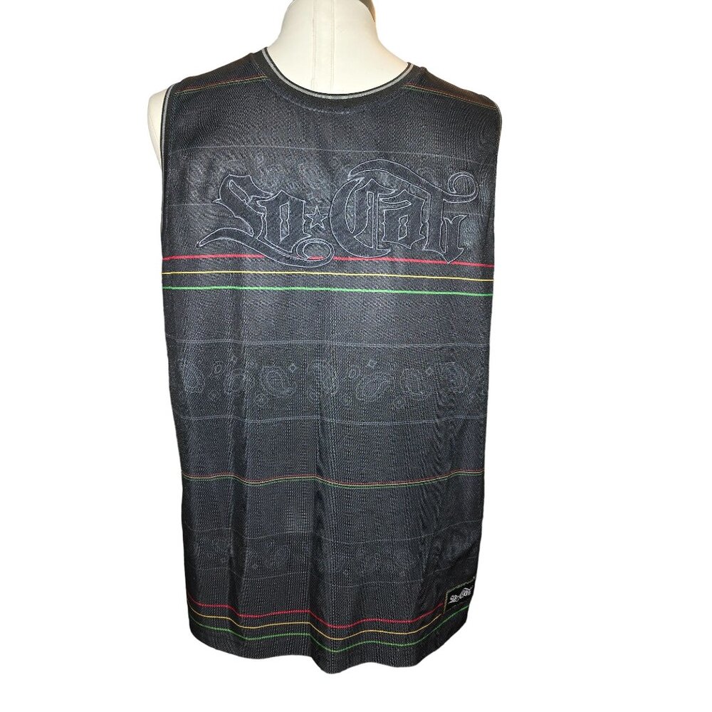 So Cal Black Mens Tank Top with Accent Stripes Size Large JJ3661